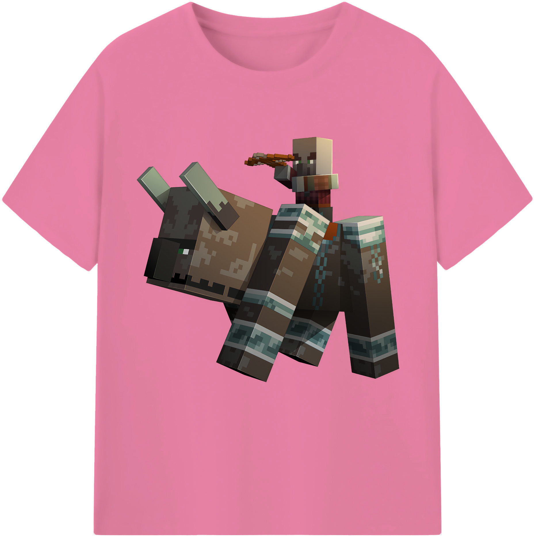 （画像用） マインクラフト ブロックの世界 Minecraft MC Block world 綿100％半袖Tシャツ（フロントプリント）